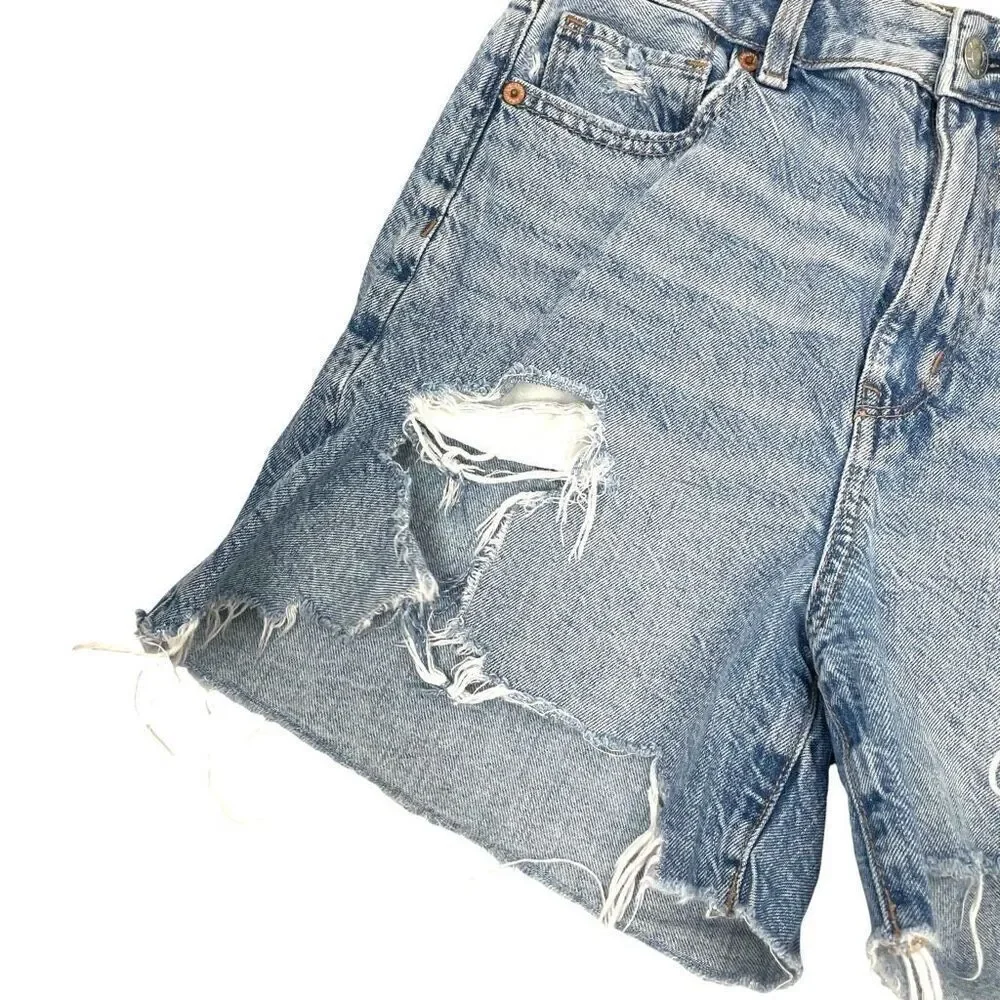 American‎ Eagle high rise cut off ripped baggy mom shorts Size 2